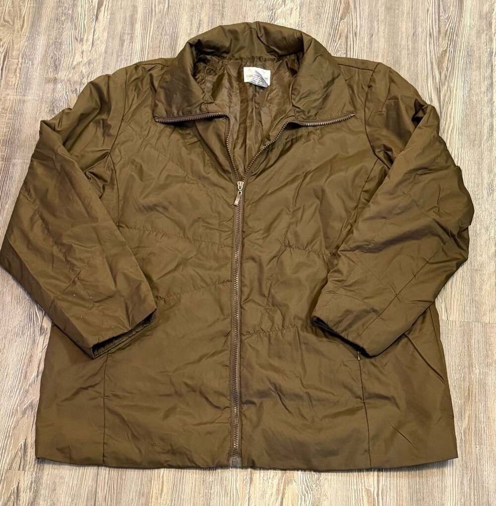 Caren Sport Puffer Jacket Size 2X Brown Full Zip Quilted Outerwear